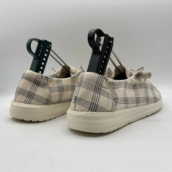 Hey Dude Wendy Plaid Beige Women’s Size 7 121410558 Casual Comfort Slip On Shoes - Picture 5 of 16